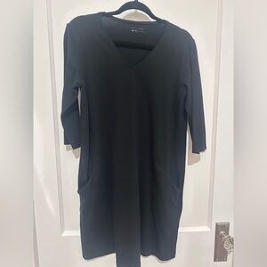 Eileen Fisher Black V-Neck Dress with Pockets